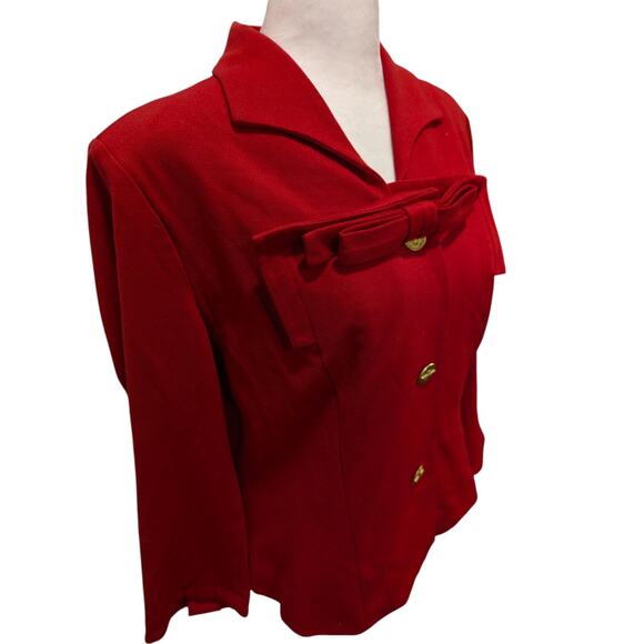 CAbi Beau Bow Gold Button Lined Red Blazer Size 10 - Picture 3 of 13